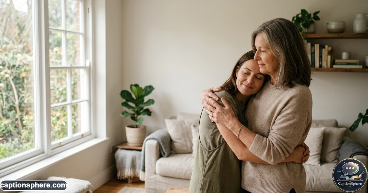 Mother embracing her adult daughter during a tender emotional family moment