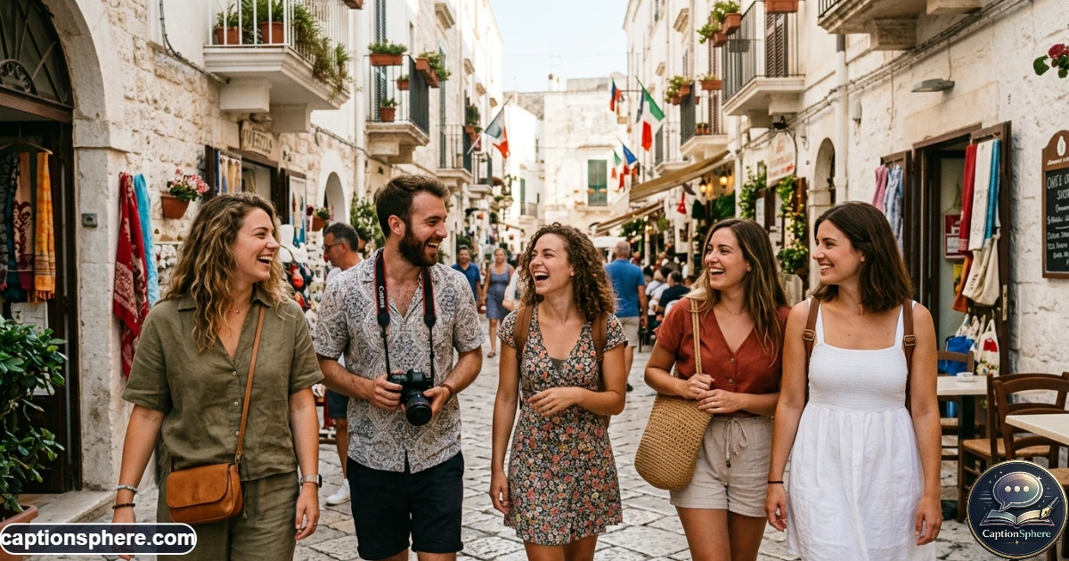 Close friends exploring a beautiful vacation destination together
