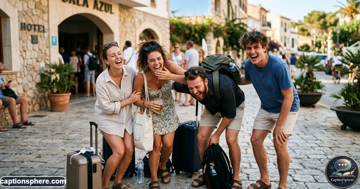 Close friends exploring a beautiful vacation destination together