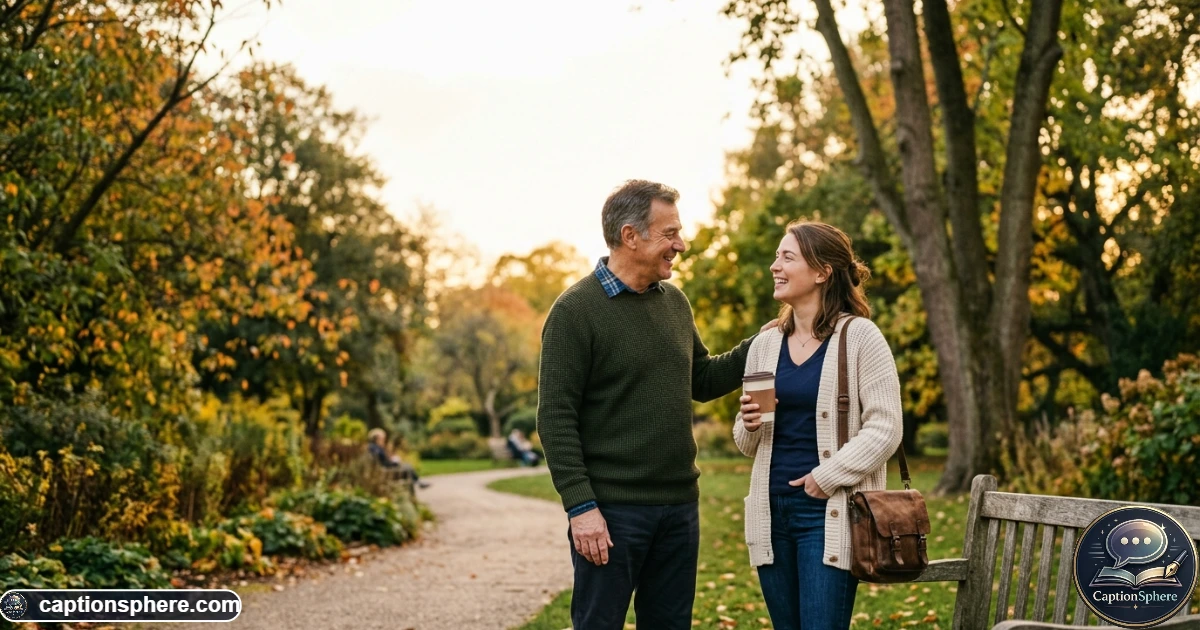 Father and daughter smiling together during a relaxed outdoor family portrait