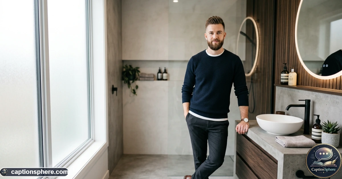 Well-groomed man with a fresh haircut and polished appearance posing for Instagram