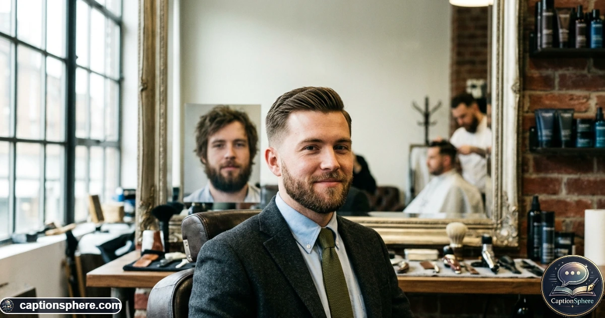 Man showing a refreshed haircut and beard after a complete grooming transformation