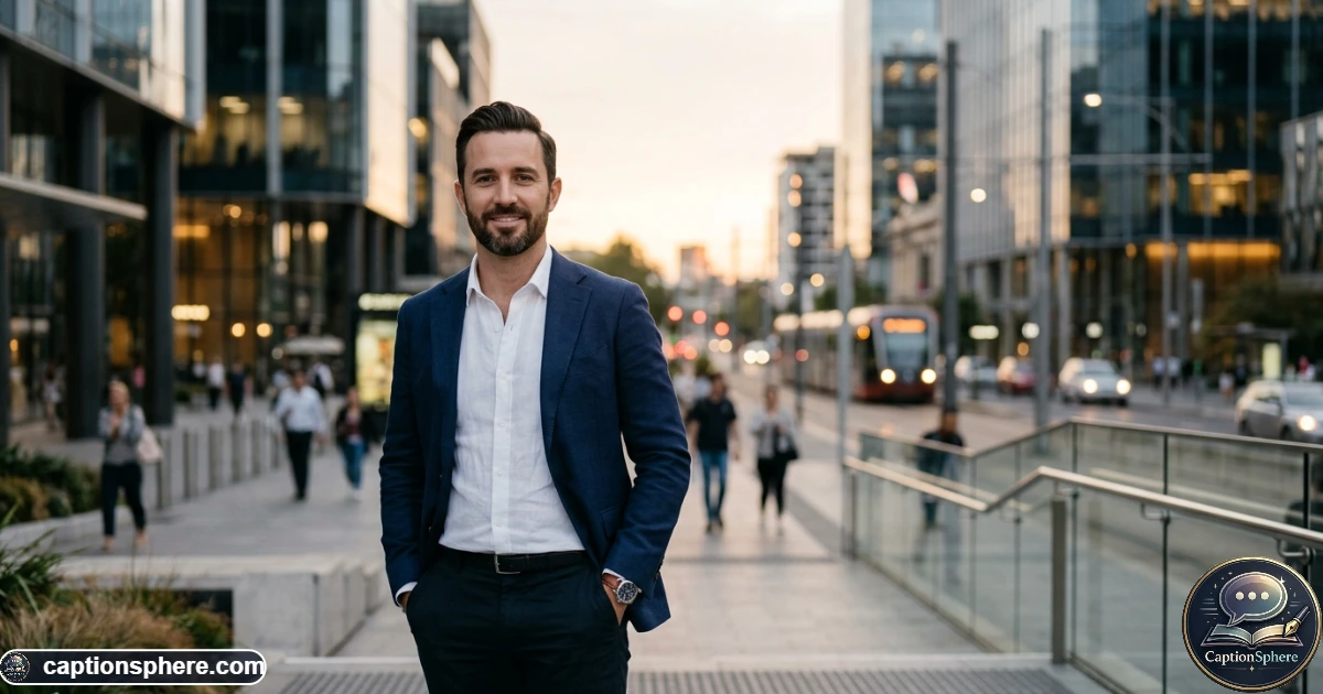 Confident well-groomed man standing outdoors with a polished modern appearance