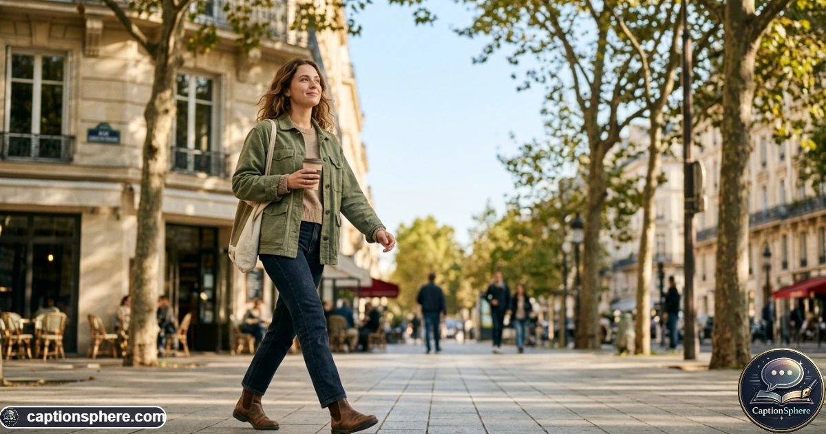 Person walking peacefully through a city while embracing life after a breakup