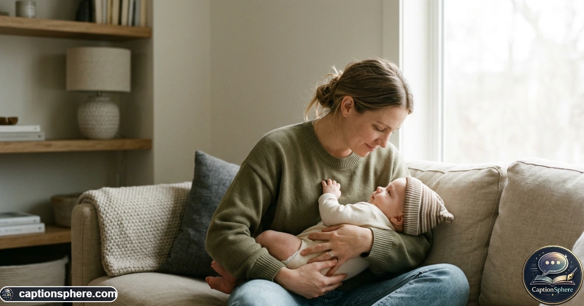 Mother lovingly looking at her baby boy during an emotional quiet family portrait