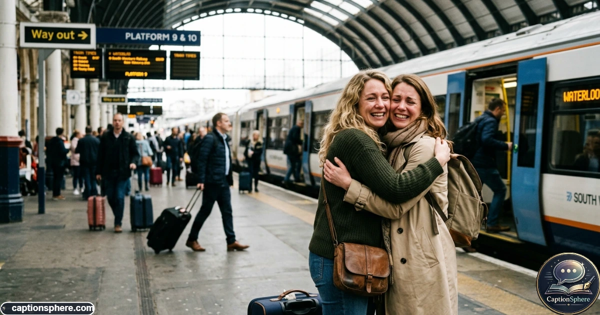 Two longtime friends sharing an emotional hug during their reunion