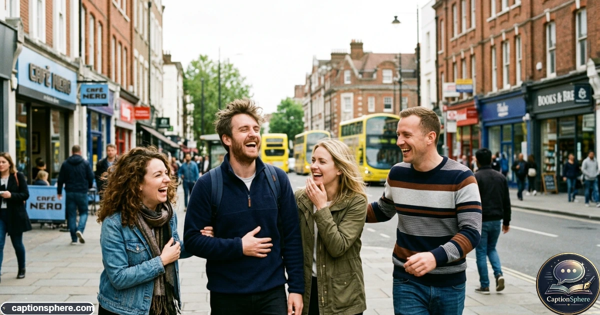 A group of friends laughing together during a spontaneous funny moment