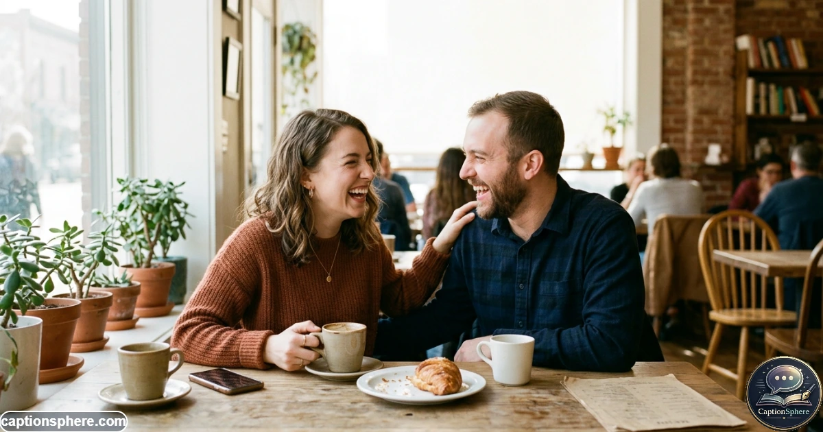 Playful couple laughing together during a casual everyday moment