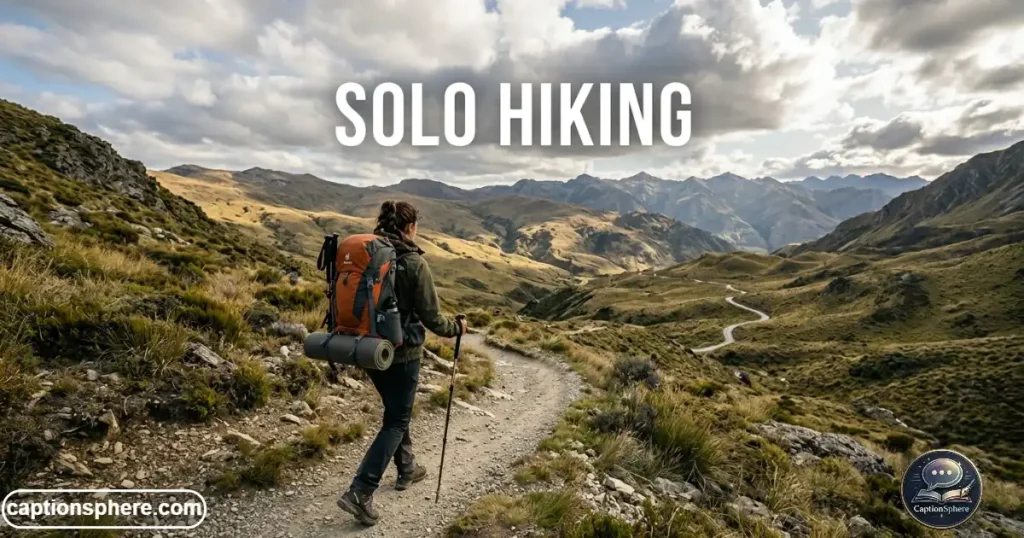 Solo hiker walking along a winding trail through rolling hills.