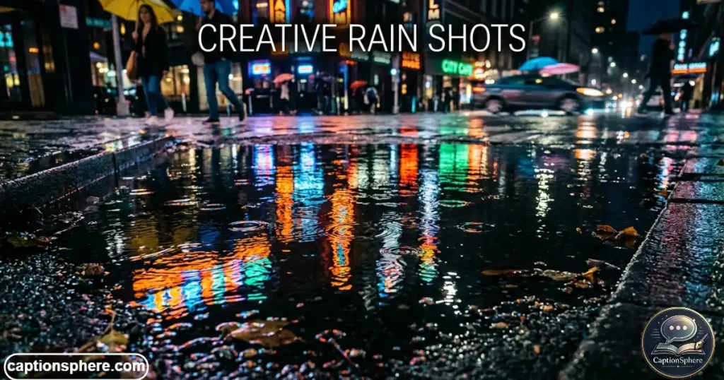 Creative reflection of colorful buildings in a rain puddle.