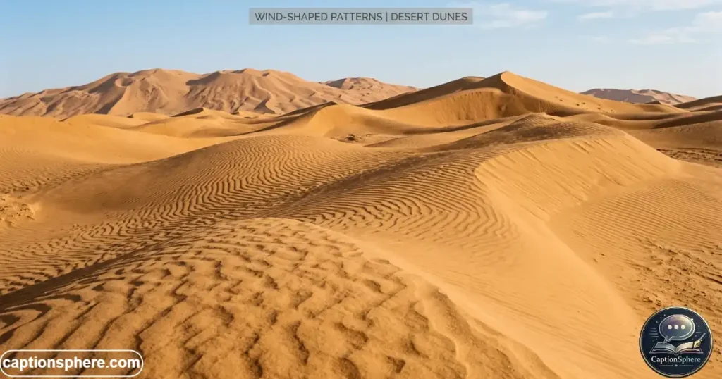Wind-shaped patterns across desert sand dunes