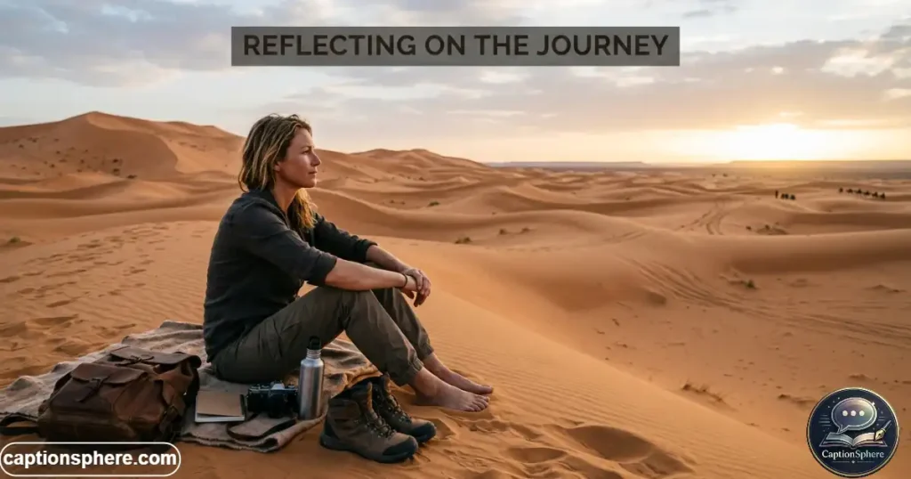 Traveler sitting quietly among desert sand dunes