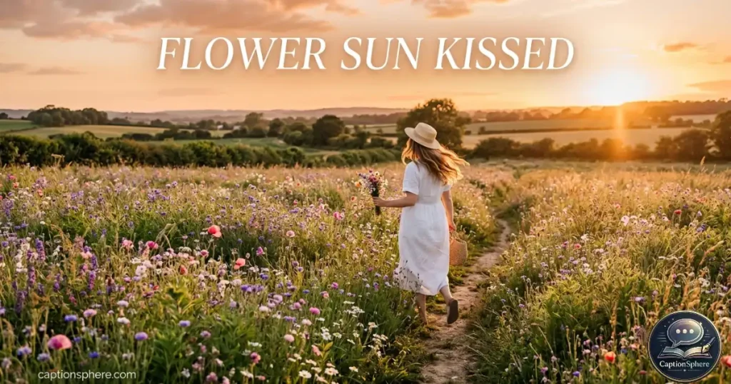 Person walking through flower field under sunlight