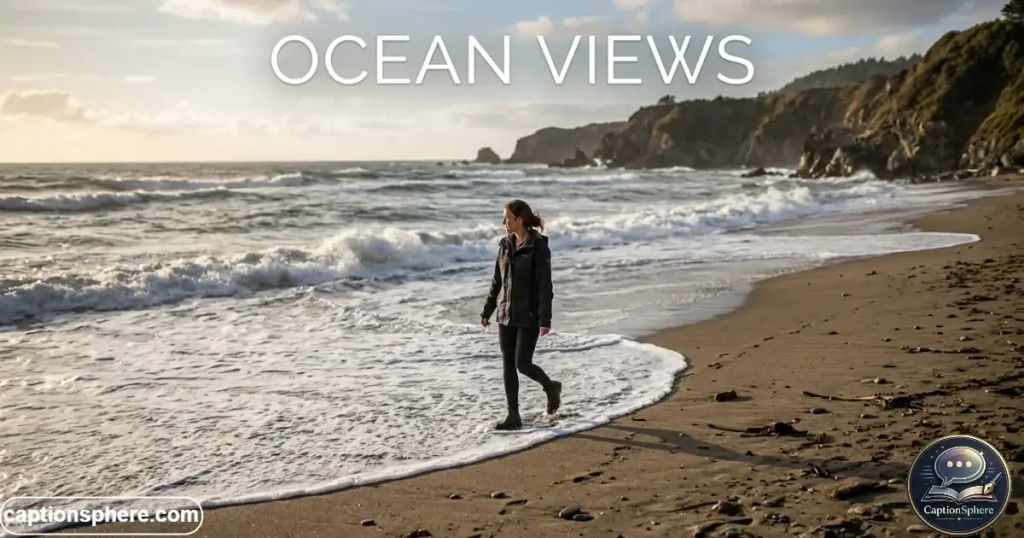 Person walking along beach beside ocean waves