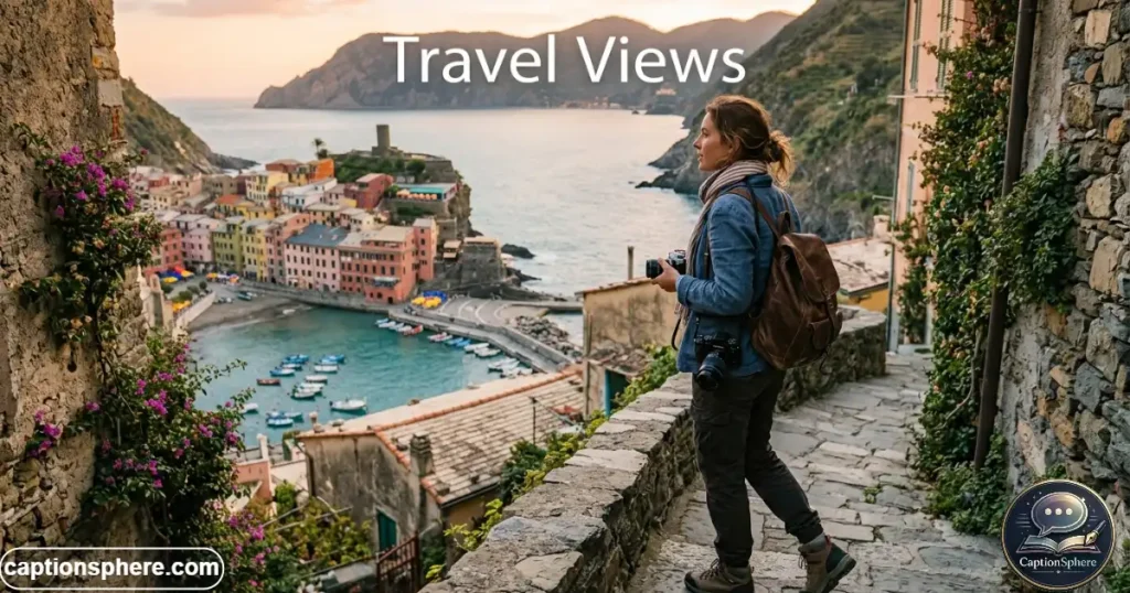 Traveler exploring scenic destination with camera