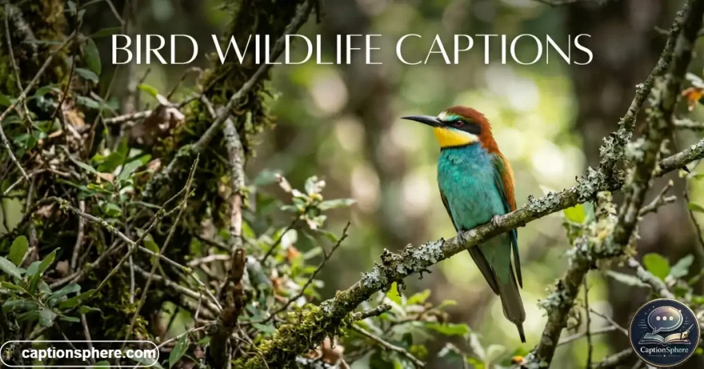 Bird perched on branch surrounded by natural scenery