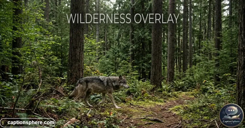 Wolf surrounded by trees in wilderness setting