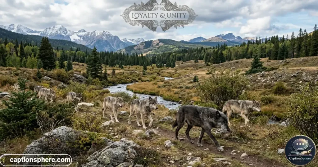 Group of wolves walking together outdoors