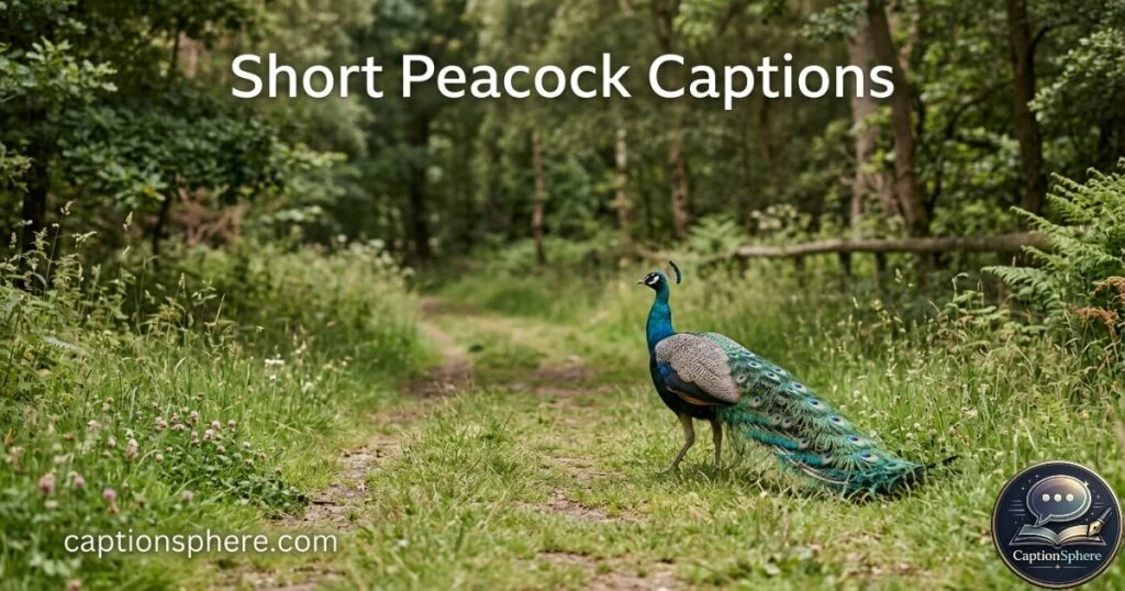 Peacock standing alone on a quiet grassy path