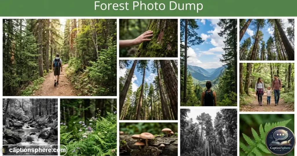 Collection of forest moments showing hiking and outdoor activities