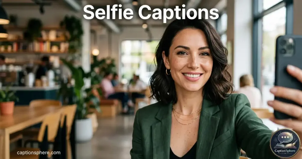 Woman taking a stylish selfie with confident expression indoors