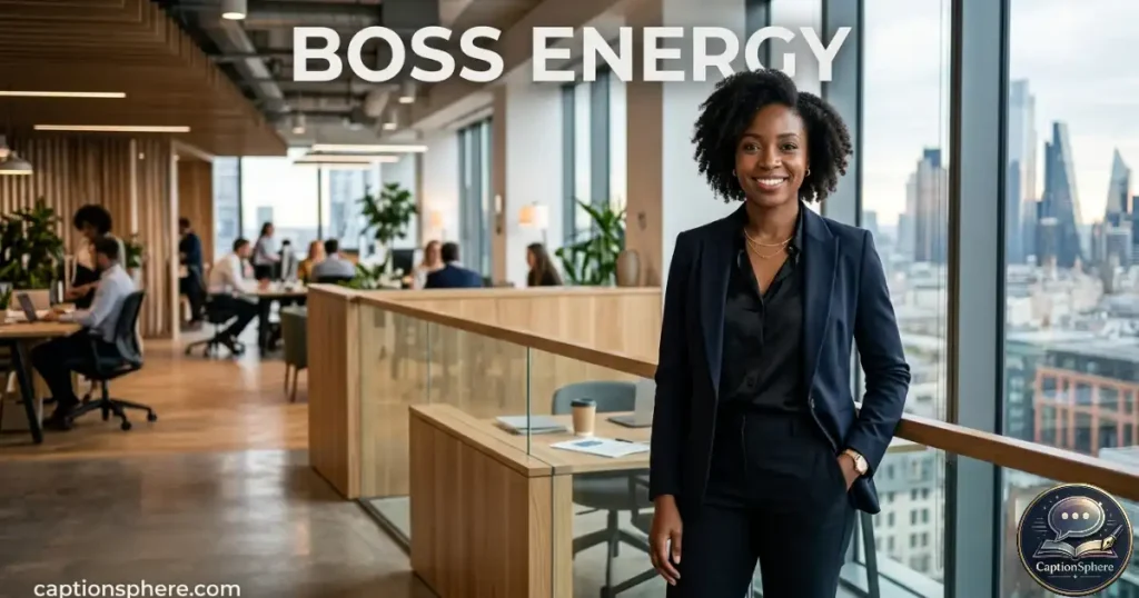 Woman standing confidently in modern office environment