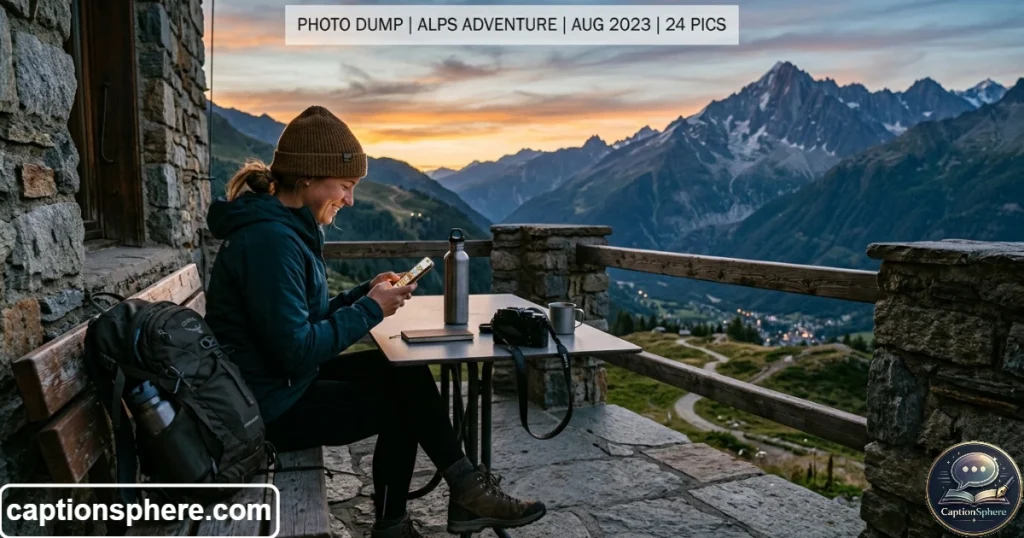 Traveler reviewing adventure photos on camera outdoors