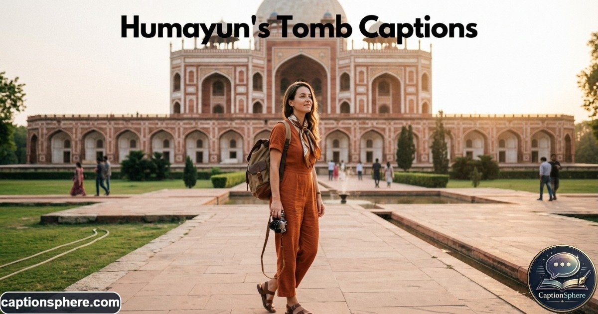 Traveler standing before Humayun’s Tomb with its grand red sandstone facade