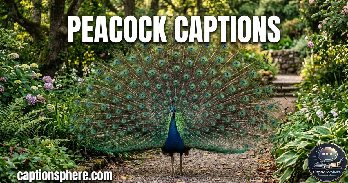 Peacock displaying colorful feathers in a lush green garden