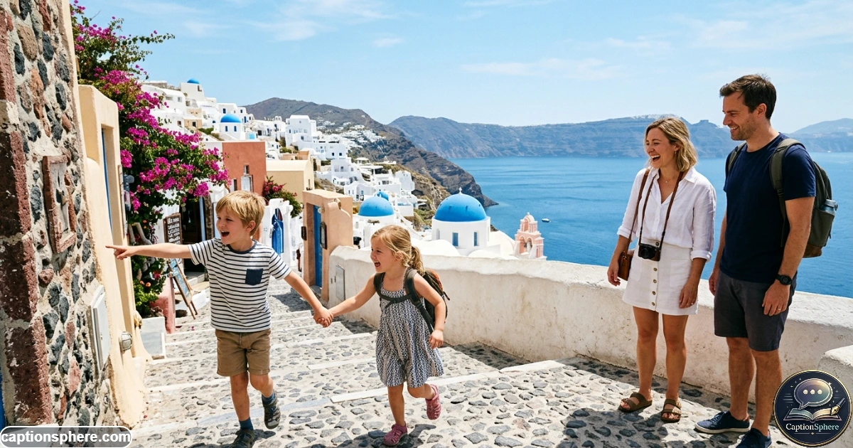 Children exploring a colorful outdoor destination with their family