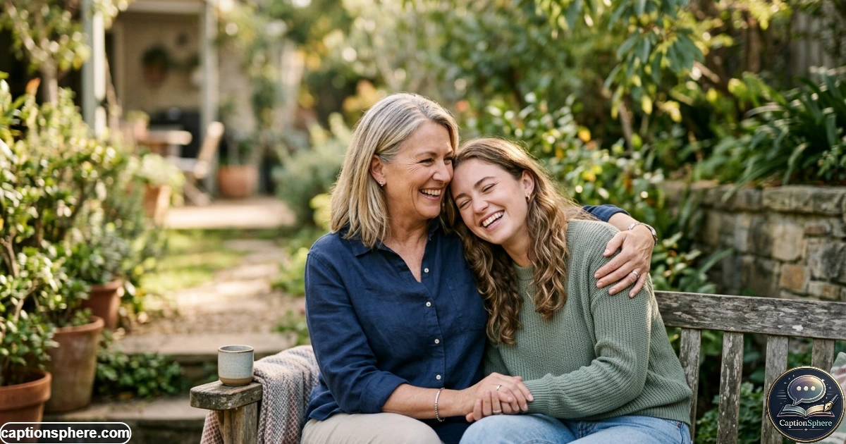 Mother and adult child smiling together during a warm family moment