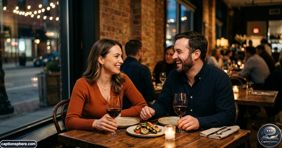 Couple enjoying an intimate date night dinner at a stylish restaurant