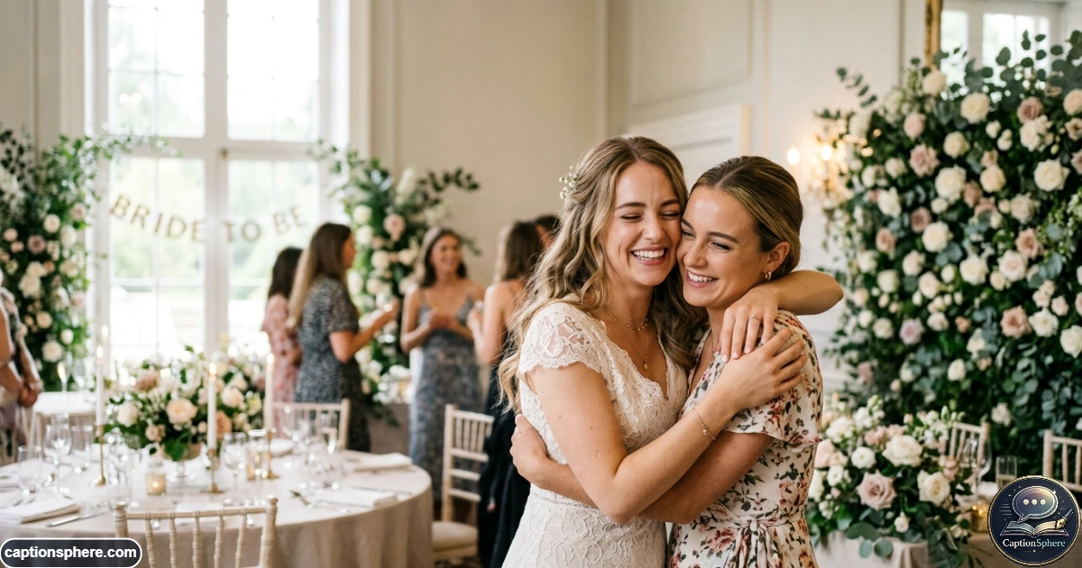 Bride-to-be sharing an emotional hug with a loved one at her bridal shower