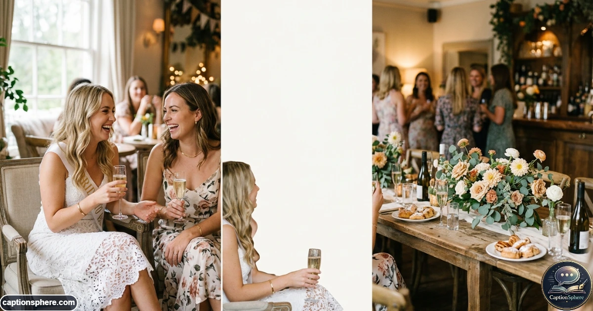 Best friends smiling together during an intimate bridal shower celebration