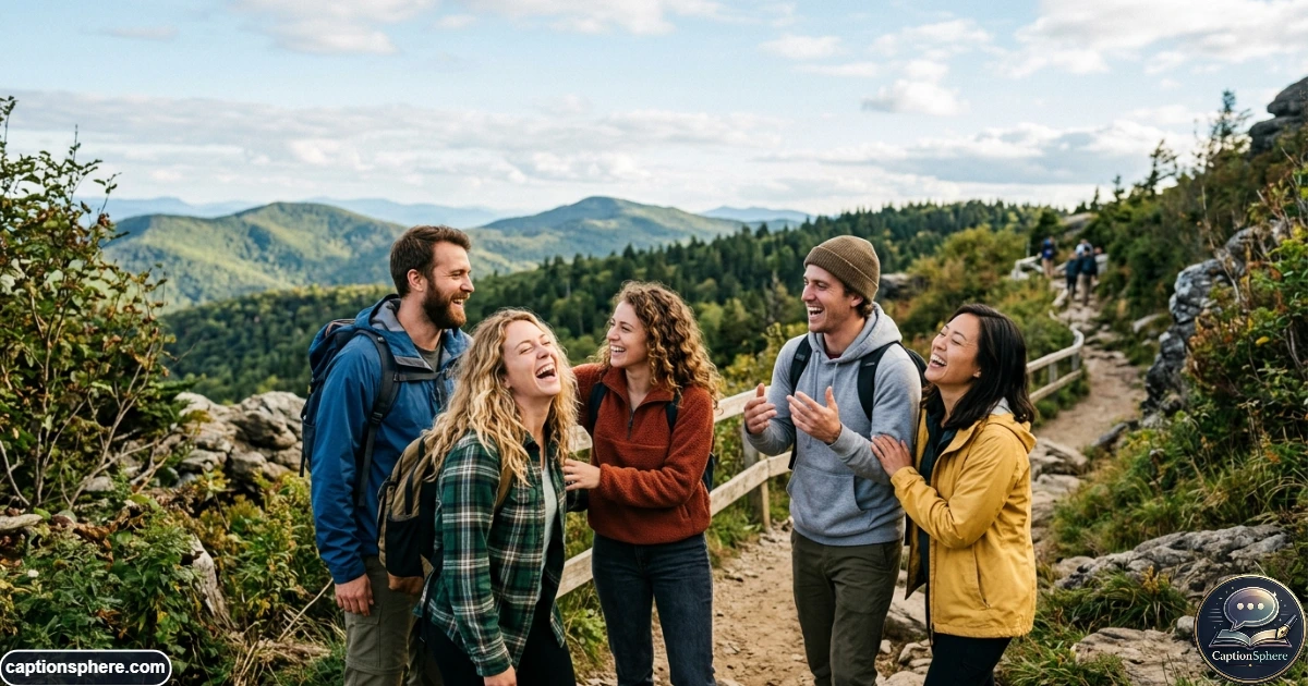 Close friends laughing together during a spontaneous outdoor moment