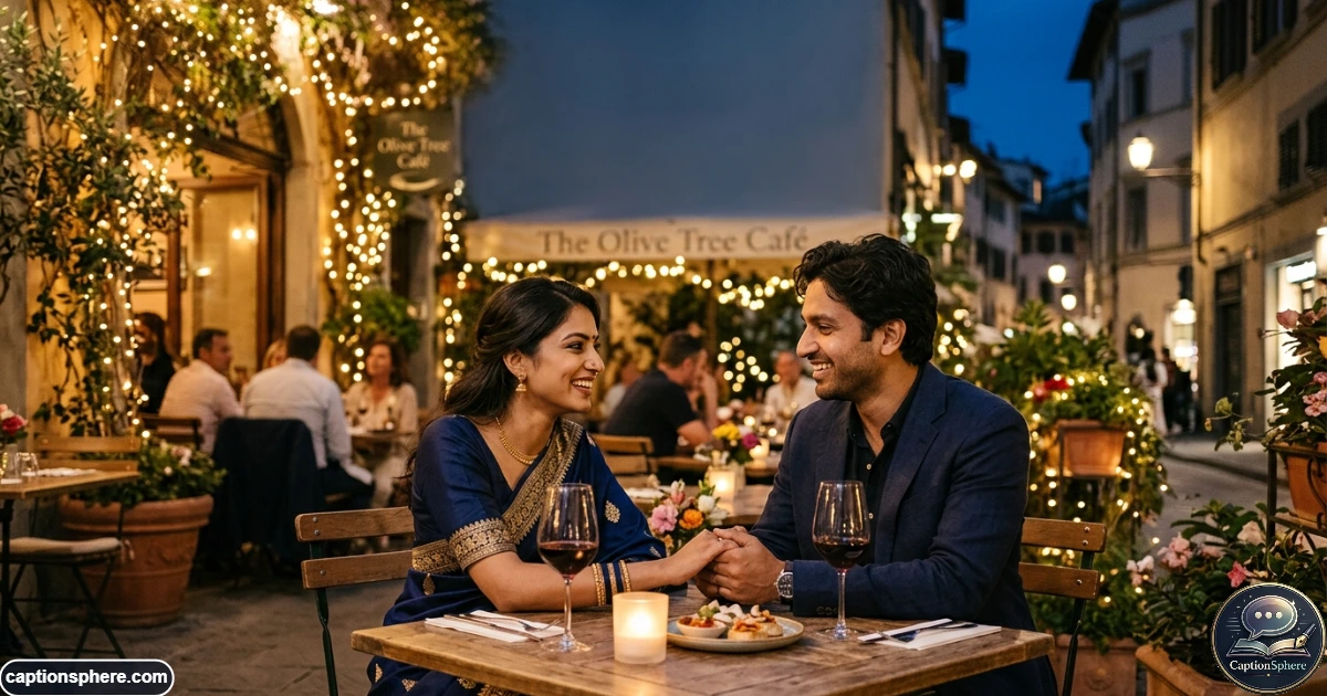 Couple sharing a romantic evening together outdoors under soft evening light