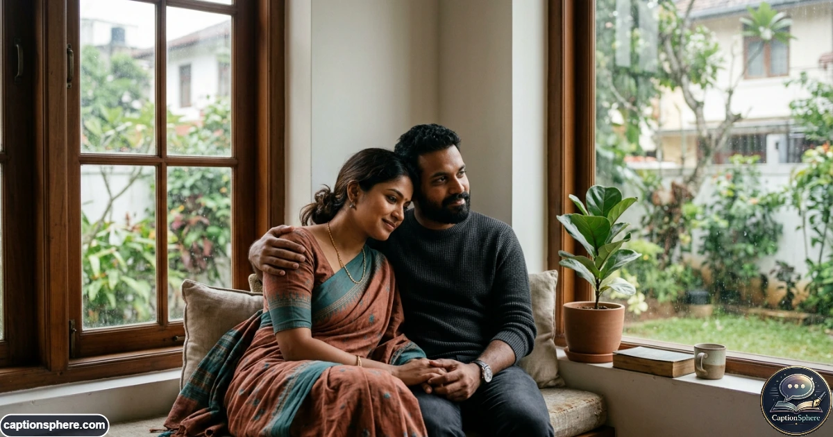 Couple sharing a quiet emotional moment while sitting together indoors
