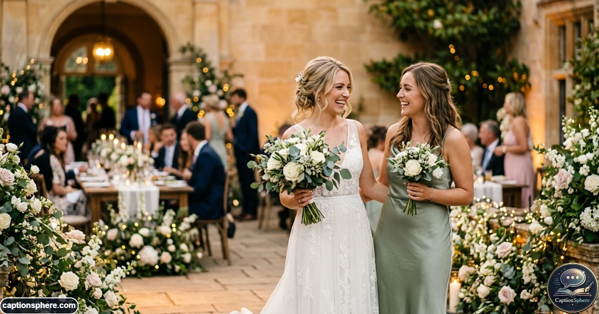 Sisters celebrating together at a beautiful wedding ceremony