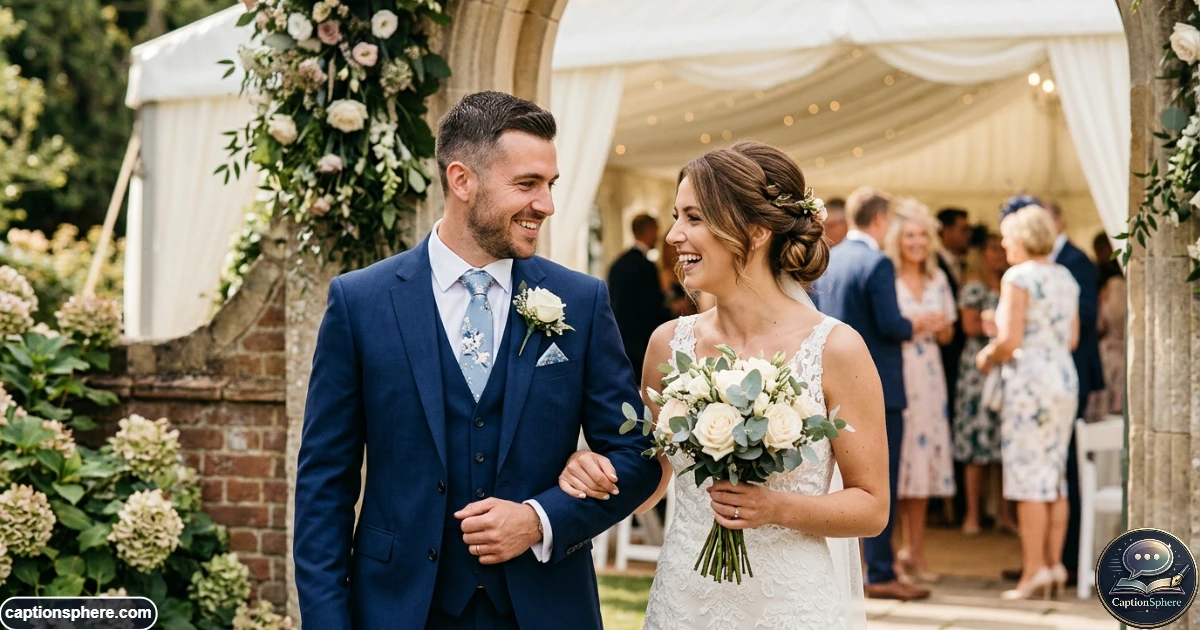 Brother proudly standing beside his sister on her wedding day