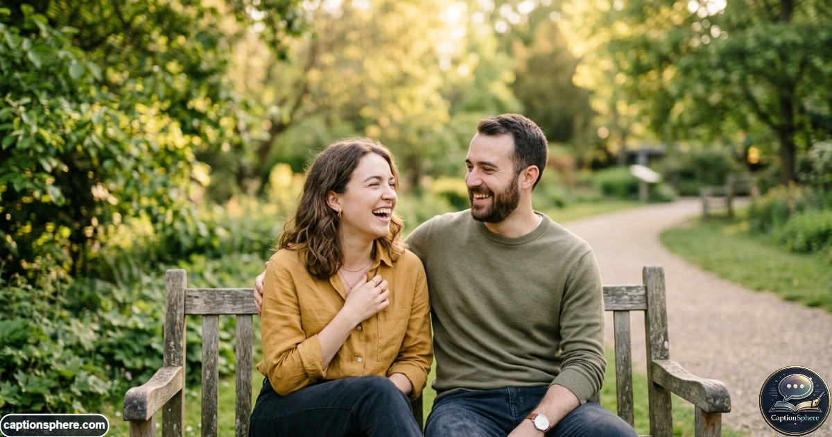 Brother and sister laughing together outdoors for a sibling photo