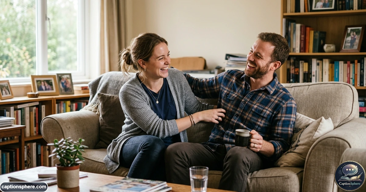 Brother and sister laughing together during a playful candid family moment