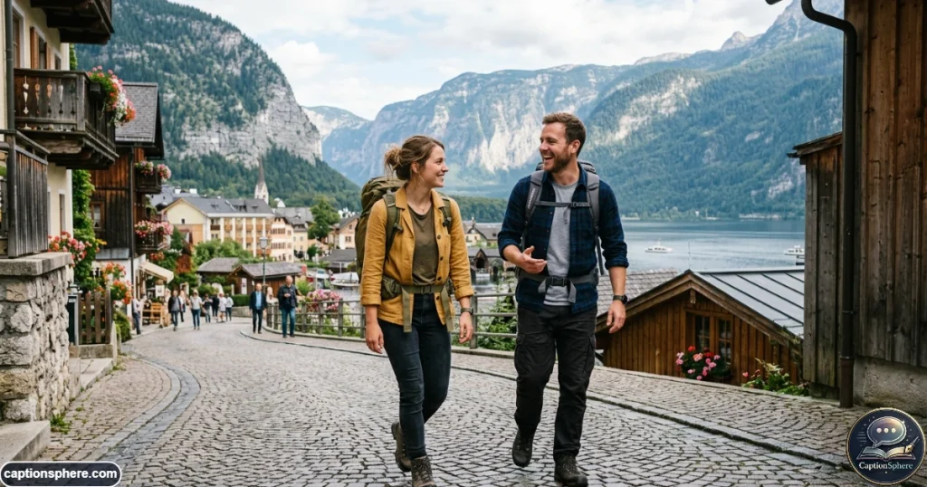 Brother and sister enjoying a scenic travel destination together
