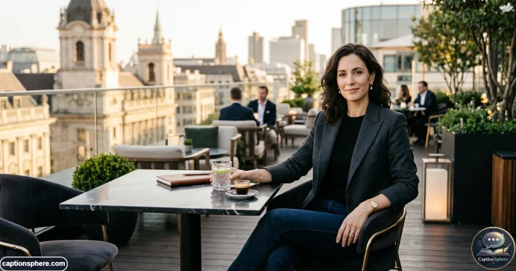 Stylish person enjoying an understated luxury setting with a calm confident expression