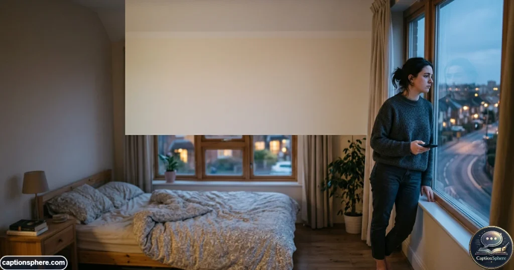 Heartbroken person looking through window while holding a smartphone