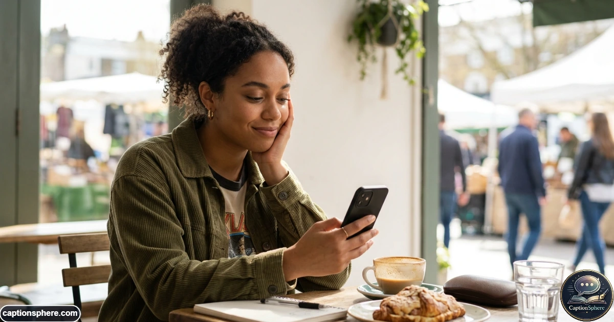 Person smiling sarcastically while holding phone after relationship disappointment