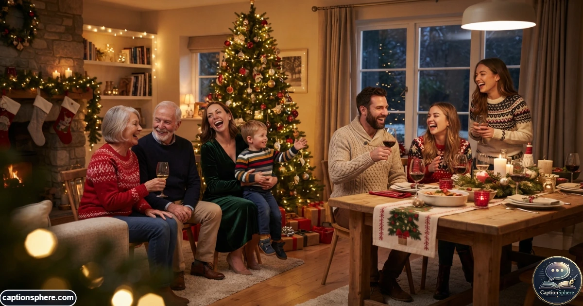 Family smiling together during a warm Christmas celebration at home