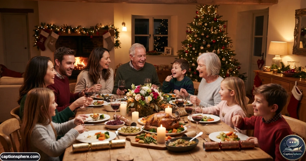 Three generations of family gathered together for a Christmas celebration