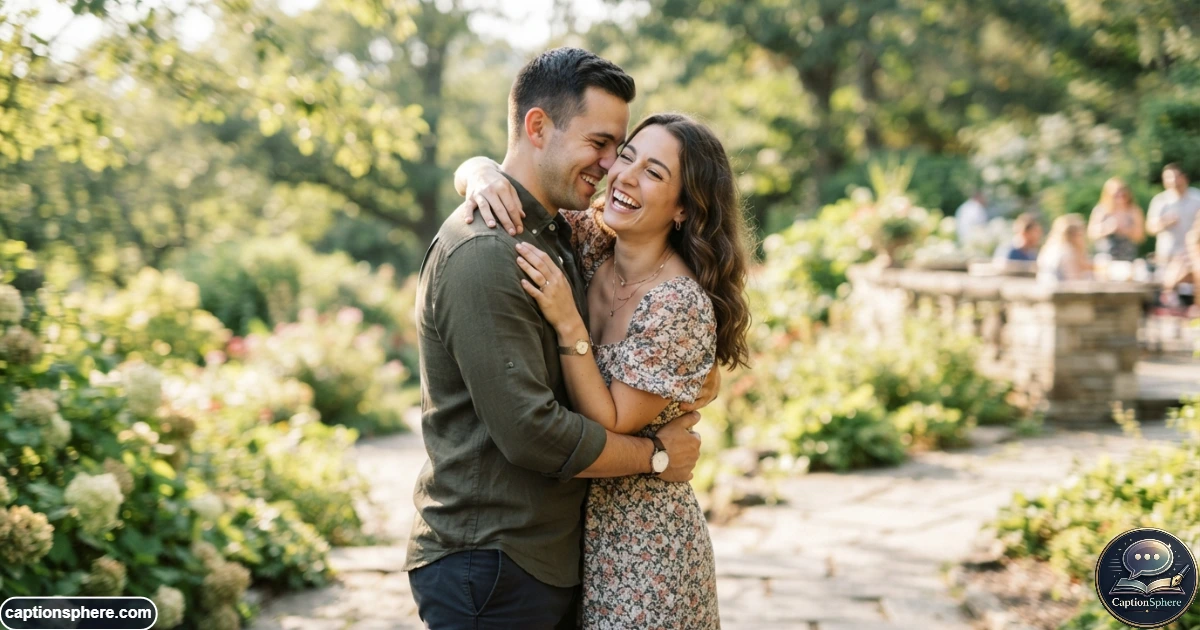 Couple celebrating Hug Day with a warm affectionate embrace outdoors