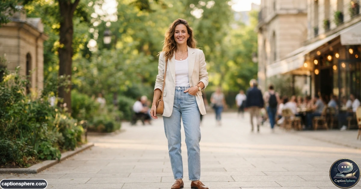 Confident stylish mom posing outdoors for an Instagram lifestyle photo