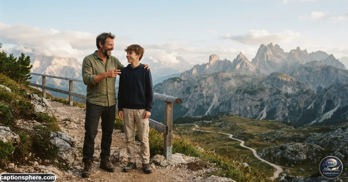 Father and son enjoying a scenic outdoor moment together